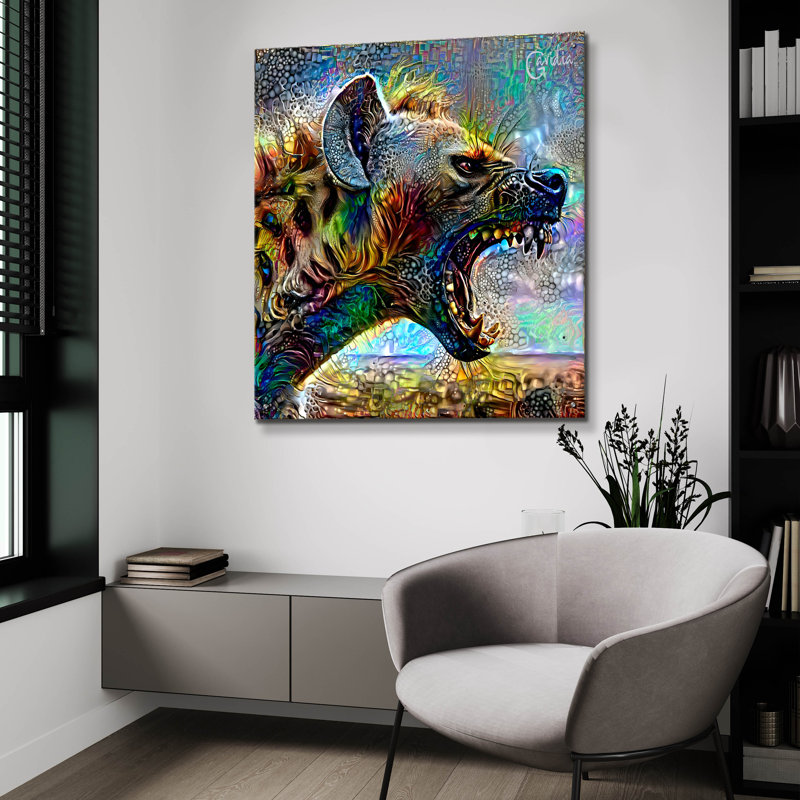  «Hyena» par Pierre Gavidia, art mural en verre acrylique, 36 po x 36 po, H 36 po x l 36 po