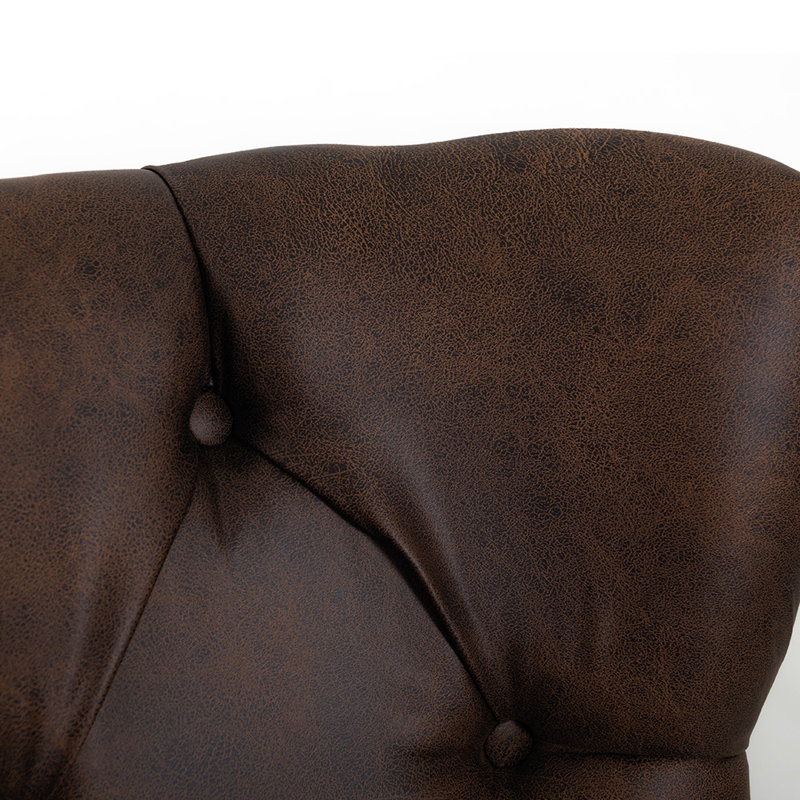 Chaise rembourrée Roseland avec dossier capitonné, têtes de clous - microfibre brune