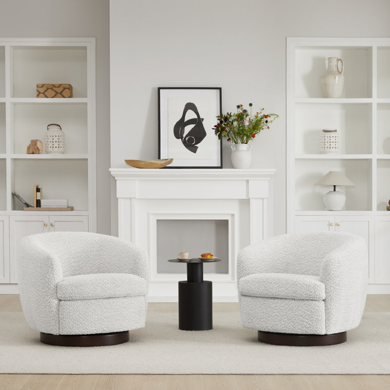 Fauteuil demi-tonneau Marcy, Tweed beige Azalea
