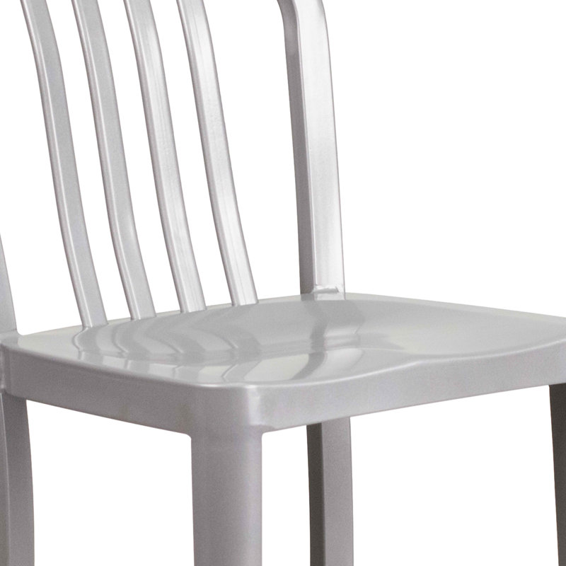 Carouthers 24" Commercial Grade Metal Counter Height Stool with Footrest by Flash Furniture, Silver