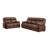 Ellen 2 Piece Sofa And Loveseat Set, Brown Faux Leather