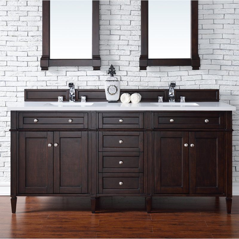 Brittany 72'' W Double Bathroom Vanity Base, Burnished Mahogany