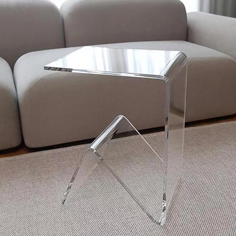 Table de bout en acrylique transparent pour table d'appoint 22,05 lb table de bout autoportante à base triangulaire pour le salon, la chambre et le café
