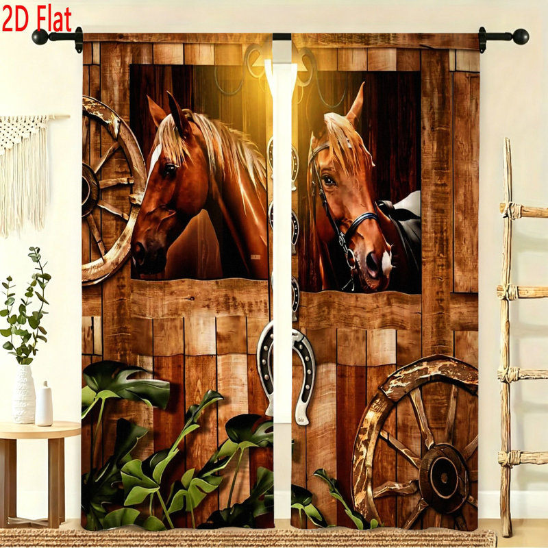 Ensemble de 2 rideaux de fenêtre rustiques de style champêtre Western, L 30 po x H 65 po x P 2 po