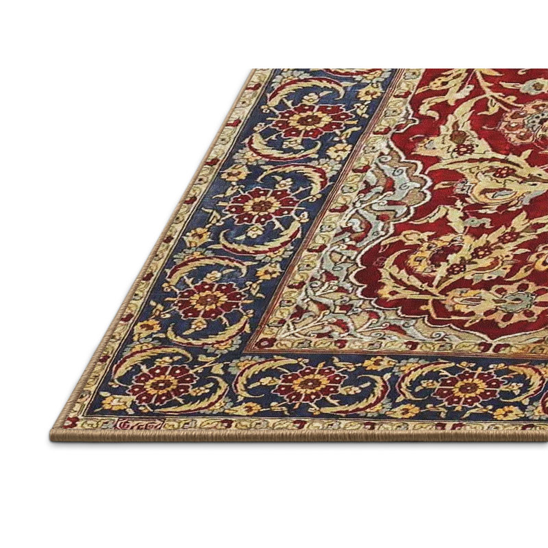 Tapis oriental rouge / bleu / gris, Rectangle 5 pi x 7 pi