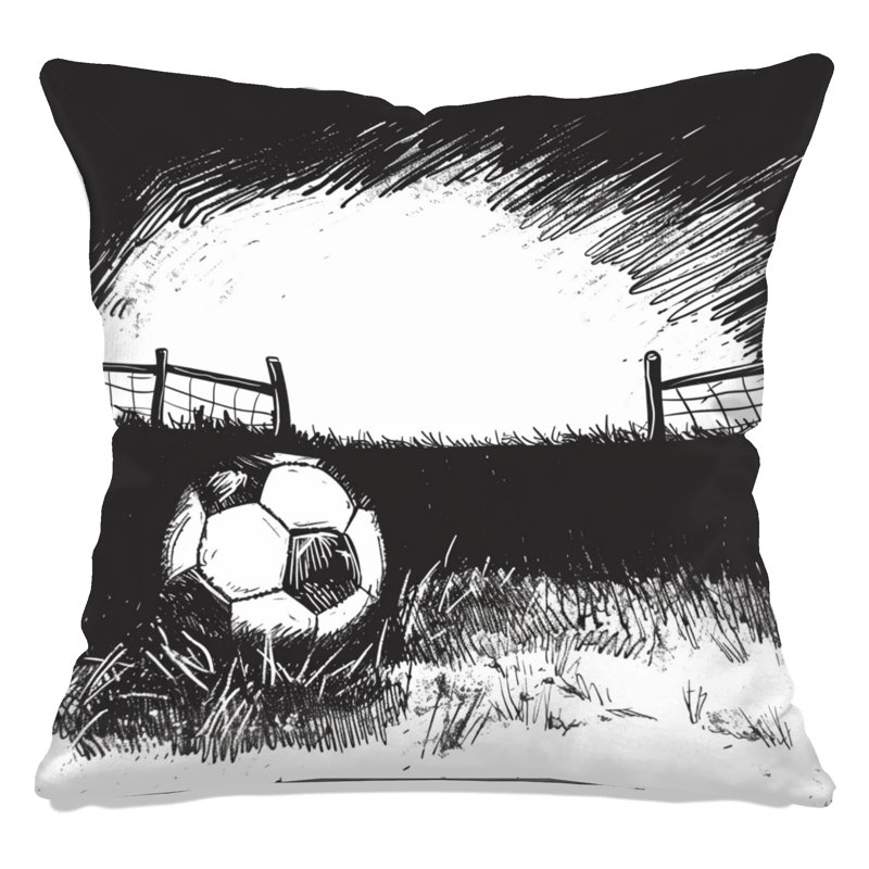 Coussins décoratifs soccer soccer, 14 X 14 pouces, Noir et blanc
