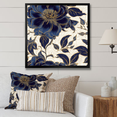 Pivoines bleues dorées - Impression