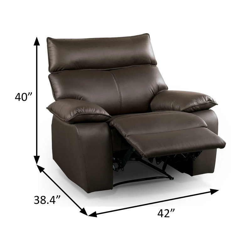 Fauteuil inclinable contemporain de 42 po de largeur, brun