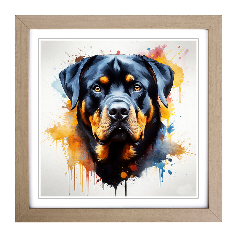 Rottweiler Conceptual - Single Picture Frame Print on Wood, Oak