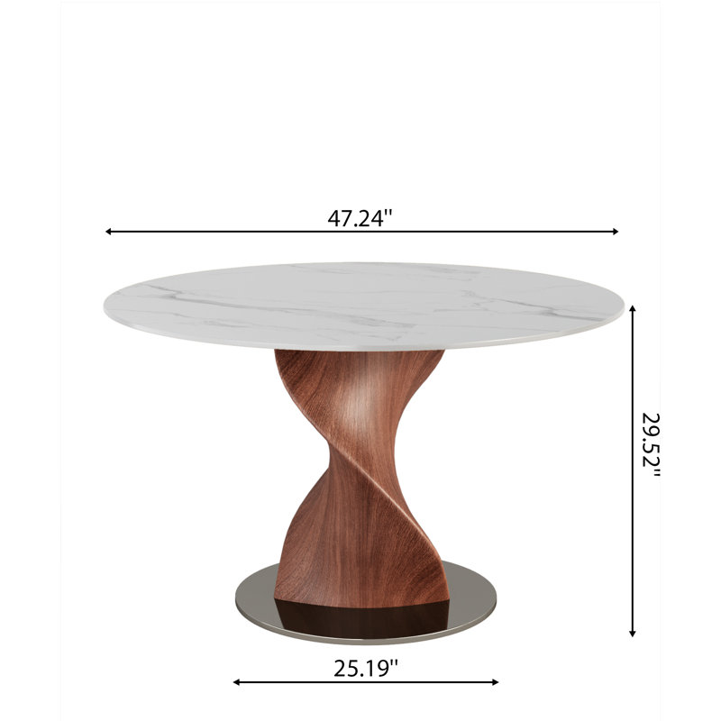 Table de salle à manger Mid-Century, Glossy Snowy, H 29,53 po x L 47,24 po x l 47,24 po