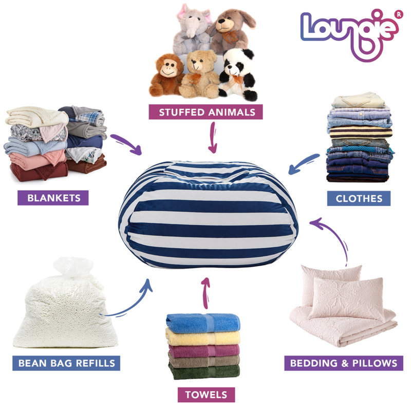 Housse de rangement pour sac de pois 32 po, Microfibre bleu marine / suédine