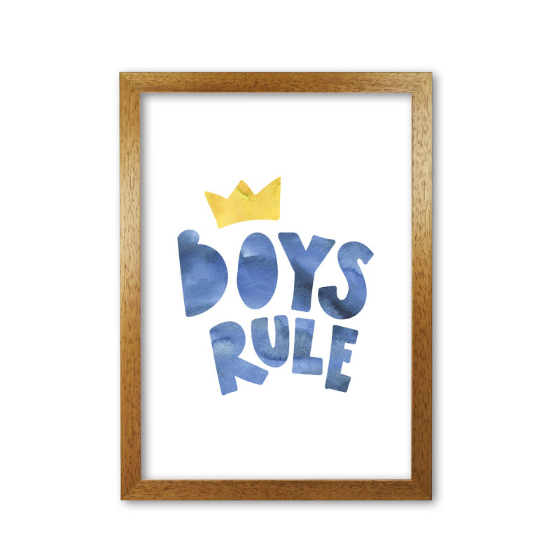 Boys Rule - Painting, 60 cm H x 42 cm W x 5 cm D, Honey Oak Frame