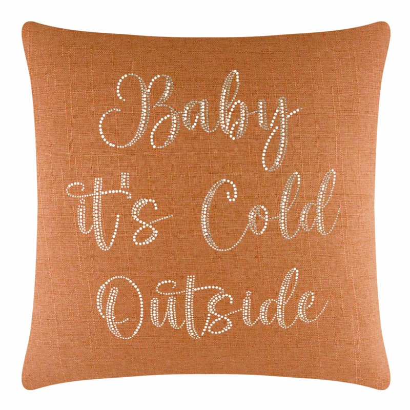 Coussin Sparkles Home Strass | Rembourrage en plumes | Luxe, Carré 16 po, Orange
