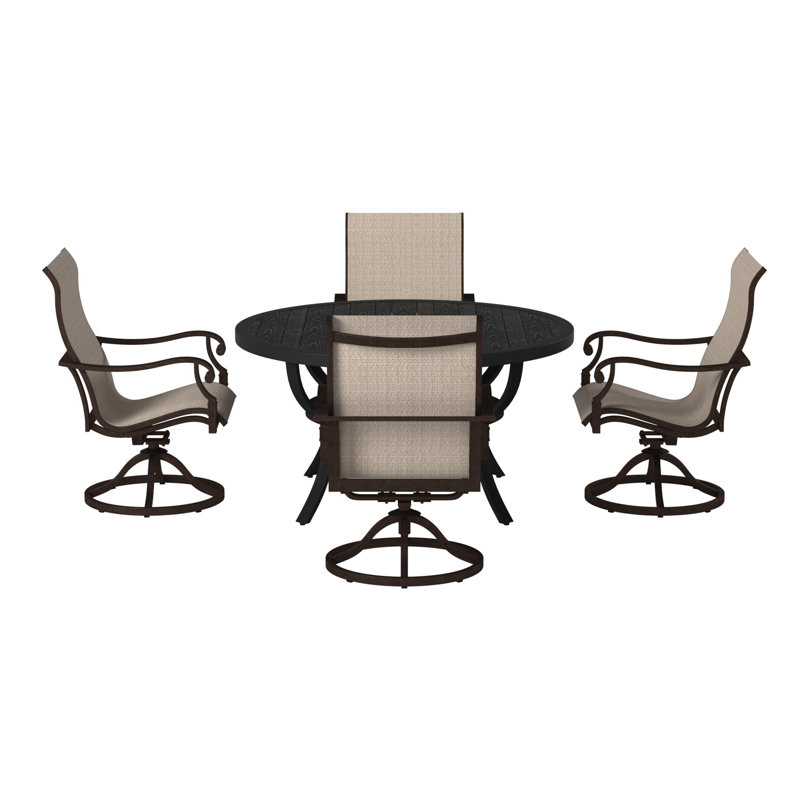 4 - Person Patio Dining Set Umbrella Hole Included Round Table
