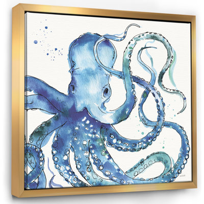 «Blue Deep Sea VIII» de Jaequan Designart - reproduction sur toile avec cadre flottant
