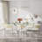 Clear Rectangle Pedestal Dining Set with Weaven Velvet Dininig Chair-1059892349-1059892359-1059892361