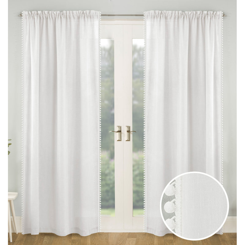 Duncansville Sheer Curtain Pair, White, 140cm Width x 122cm Drop