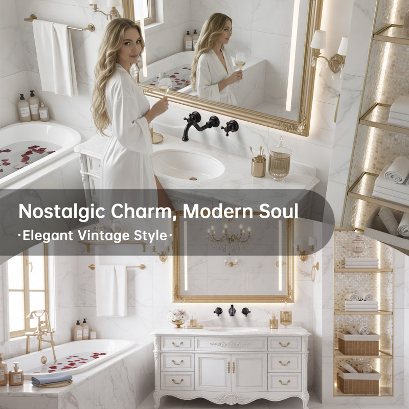 Sumerain Traditional Wall-Mount Bathroom Sink Faucet,Two-Handle Bathroom Faucet with 360° Swivel Spout, Oil Rubbed Bronze