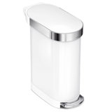 Simplehuman 45 L / 12 Gallon Slim Hands-Free Kitchen Step Trash Can with Liner Rim, Stainless Steel