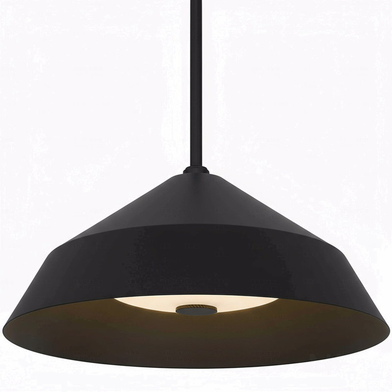 Luminaire suspendu 14 po de diamètre intégré à finition noire, H 6,38 po x l 14 po x P 14 po
