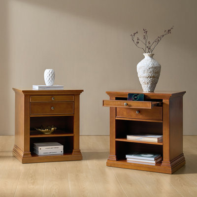 Wadeeah 26.75H Transitional Nightstand with Built-In Power Station and LED Light Strip (Set of 2) by Canora Grey