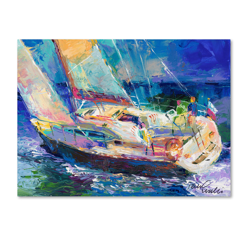« voilier », impression sur toile, H 35 po x l 47 po x P 2 po, Pas de tapis, Toile tendue