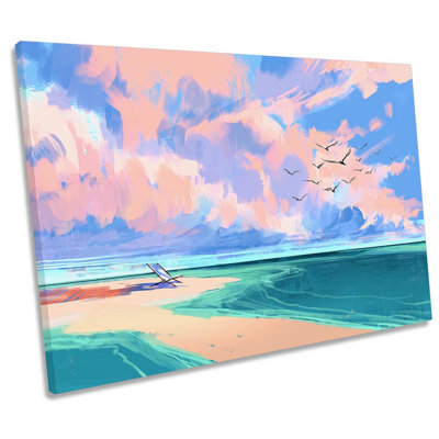 Beach Deck Chair Teal - Wrapped Canvas Print