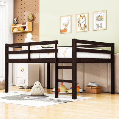Full Wooden Loft Bed With Ladder