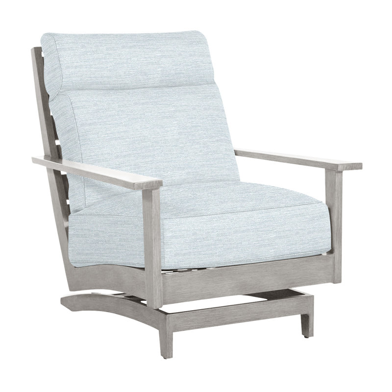 Kennebunkport Wrought Aluminum Outdoor Spring Lounge Chair, Oyster, Welt + Standard fill, Paper Sky
