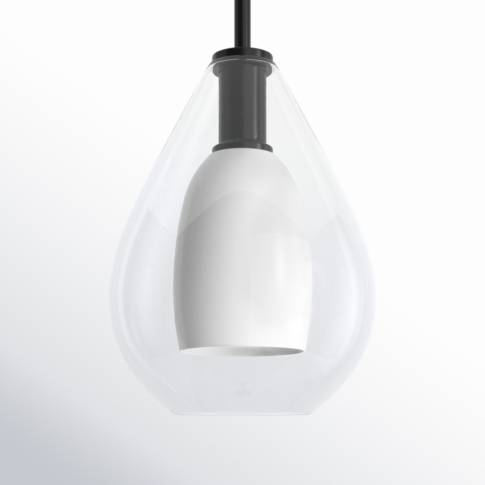 Eldine Single Light Glass Dimmable Pendant, 20.75" H x 15" W x 15" D, Matte Black