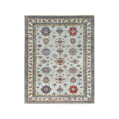 Tapis super Kazak en laine noué à la main bleu argent 7 pi 10 po x 9 pi 10 po 1BDD1C3E062E4A7395BDDA488BA00AB5