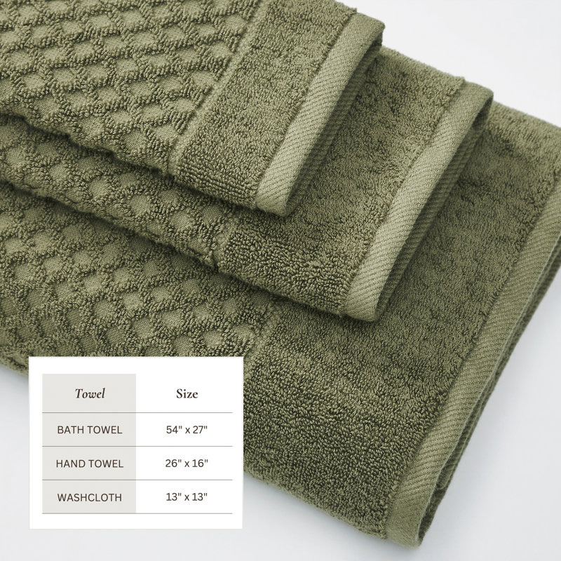 Olive Green Heavyweight Cotton Terry 6-Piece Towel Set