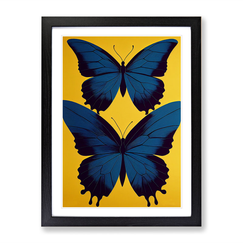 Charming Butterflies - Single Picture Frame Print, 64cm H x 46cm W x 2cm D, Black