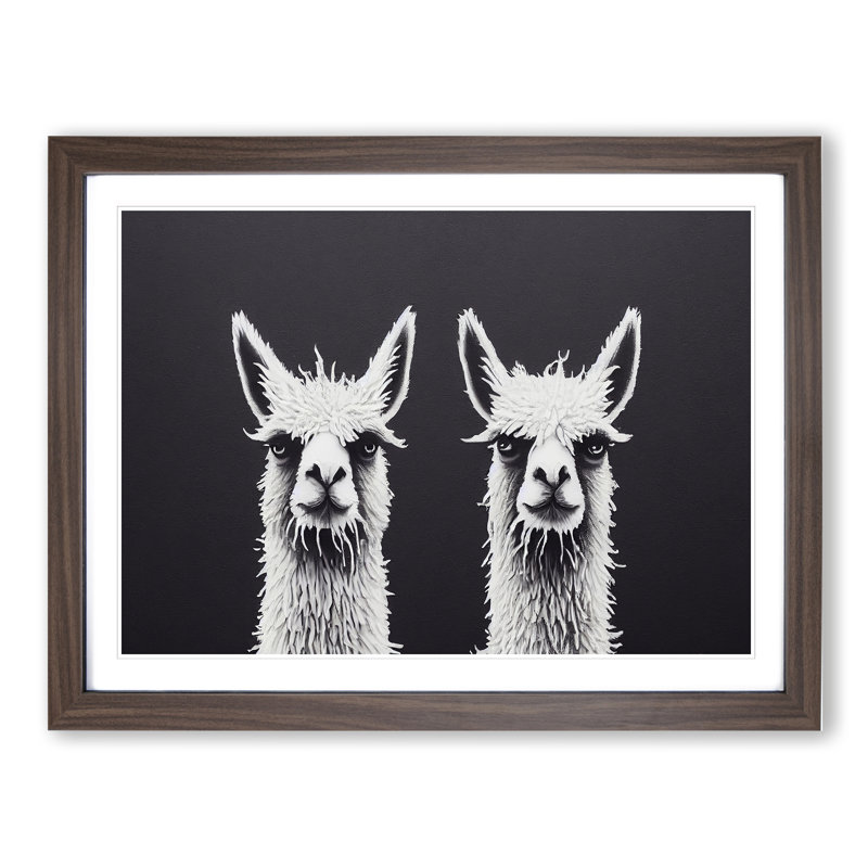 Two Llamas Vol.1 1 Piece Single Picture Frame Wall Art, 25cm H x 34cm W x 2cm D, Walnut Framed