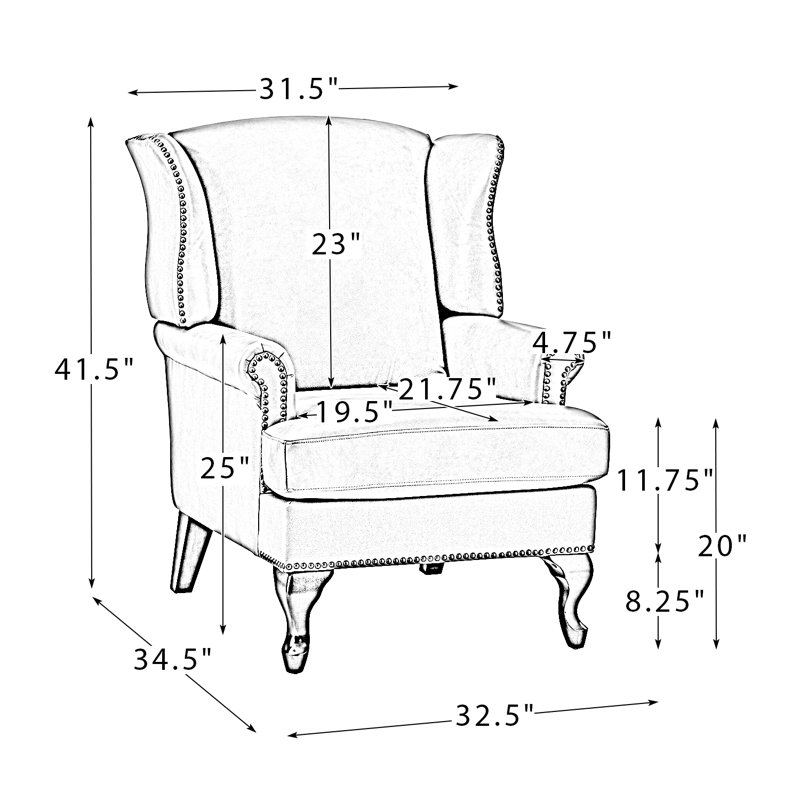 Anapatricia 32.5'' W Genuine Leather Wingback Armchairs, Burgundy Top Grain Leather