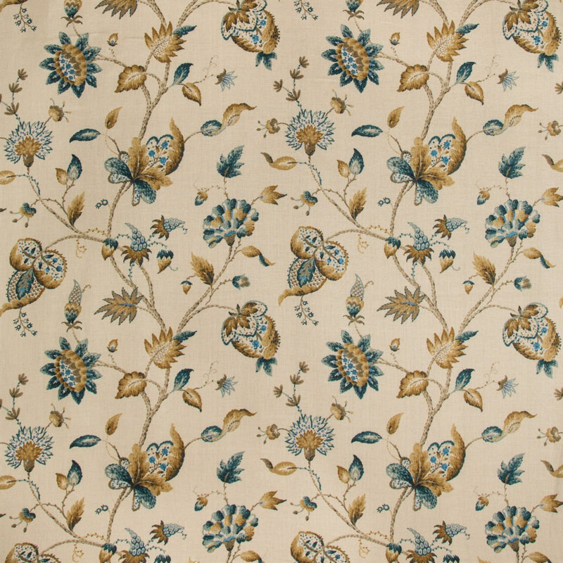 Hollin Print Fabric, Peacock