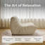Oversized Curved Lounger in Beige Velvet, High-Density Foam, Vacuum Packed-1809519483