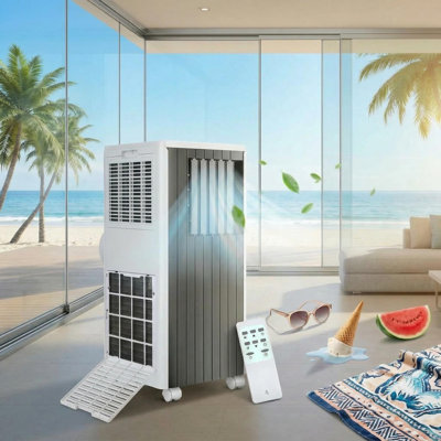 8000 BTU Portable Air Conditioner, 3-In-1 AC Unit with Cooling, Fan, Dehumidifier, Remote Control, Quiet Operation, Sleep Mode, for Small Rooms, Apartments, Window Kit Installation.