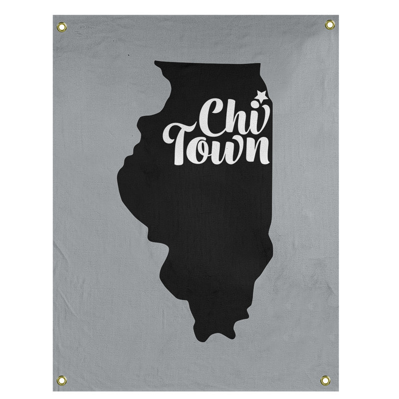 Tapisserie murale chi town illinois, H 36 po x l 26 po, Gris / noir