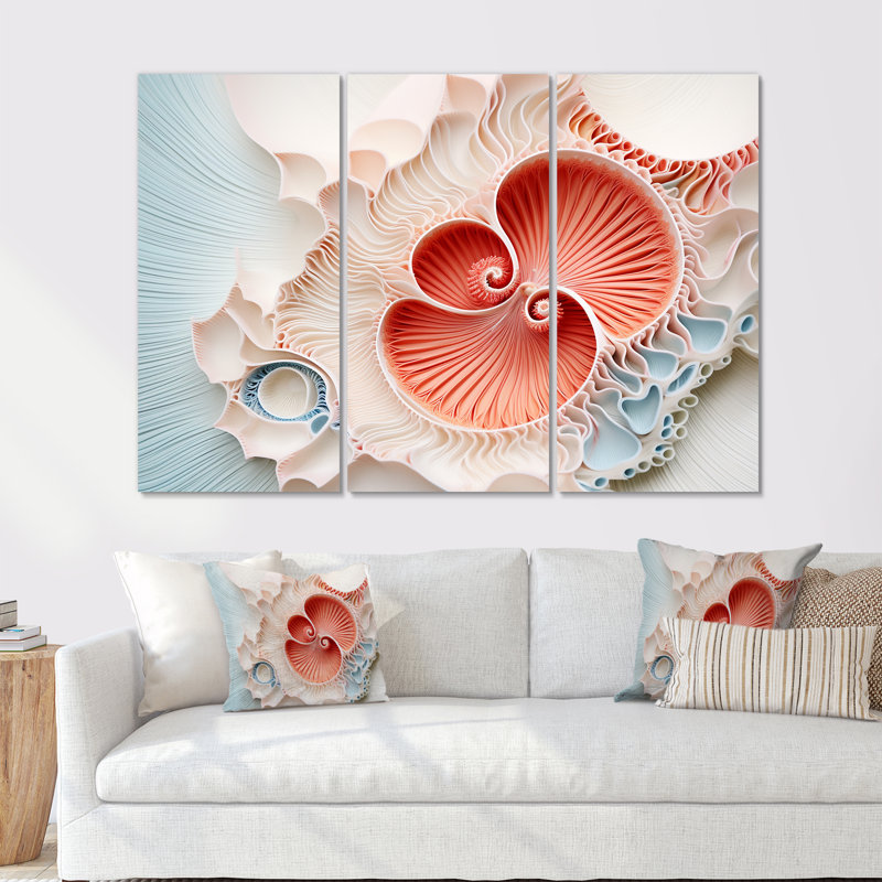 Ensemble de salon Coral Chamber Nautilus Spiral - Nautilus Wall Art, H 32 po x l 48 po x P 1 po