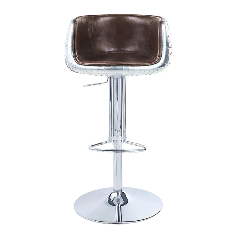 Tabouret pivotant rétro brun avec dossier réglable - Style moderne pour plus de confort