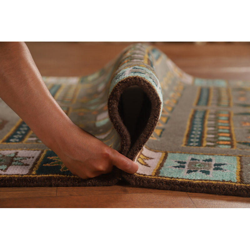 Tapis de couloir indien en laine à motif géométrique 4 x 10
