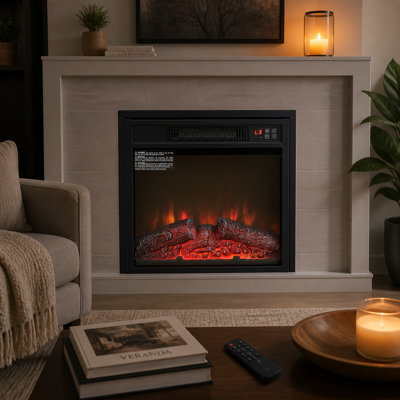 18 Inch Electric Fireplace Insert, 1400W / 4777 BTU Ultra-Thin Recessed Firebox Heater with Remote Control & Touch Screen