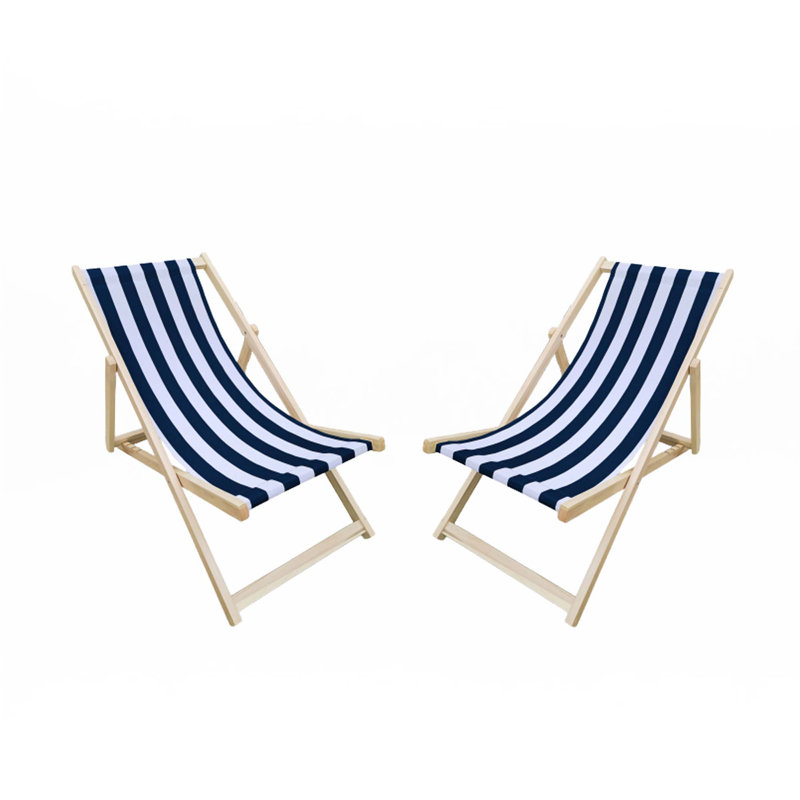 Folding Populus Wood Sling Chair,Lounge Chair-2PC, 2
