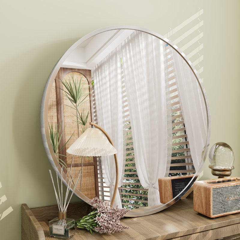 Amara Tempered Glass and Aluminum Alloy Framed French Cleat Mounted Wall Mirror with 5-Year Warranty, 24" x 24"