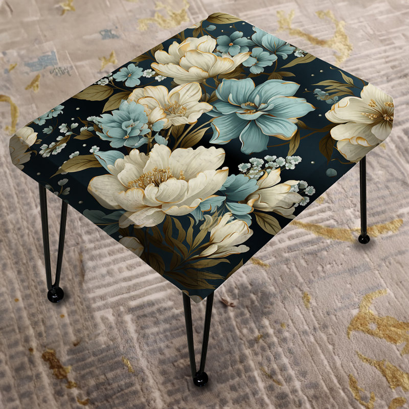 Victorian Elegance White Paisley Pattern - Floral Rectangle Ottoman