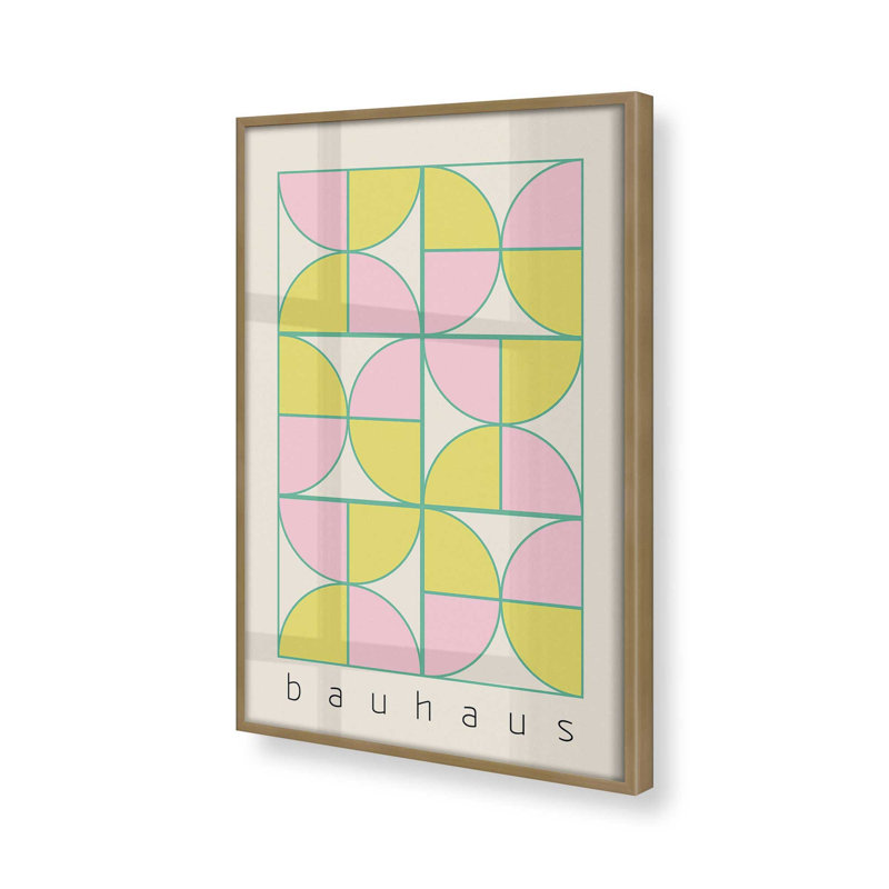 «Bauhaus Pastel Play» par Looks Printables, Papier avec cadre doré brossé, H 15,25 po x l 12,25 po x P 1,25 po