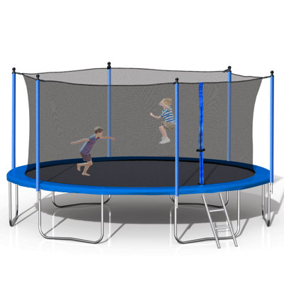 14Ft  Trampoline With Safety Enclosure Net,Heavy Duty Jumping Mat And Spring Cover Padding For Kids And Adults,  Ladder