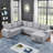 Aine 118" Wide Fabric Sectional Sleeper Sofa (Pull-Out Bed) With Storage Chaise-1239264954
