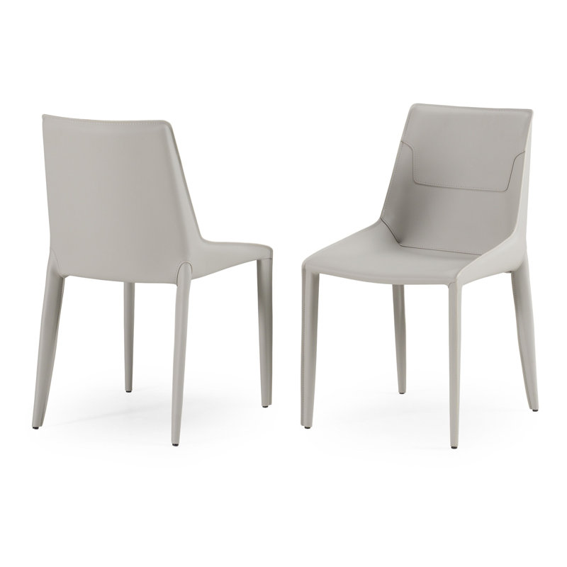 Merli - Chaises de salle à manger modernes en cuir, Gris clair